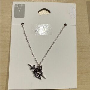 Silver Rose Pendant Necklace